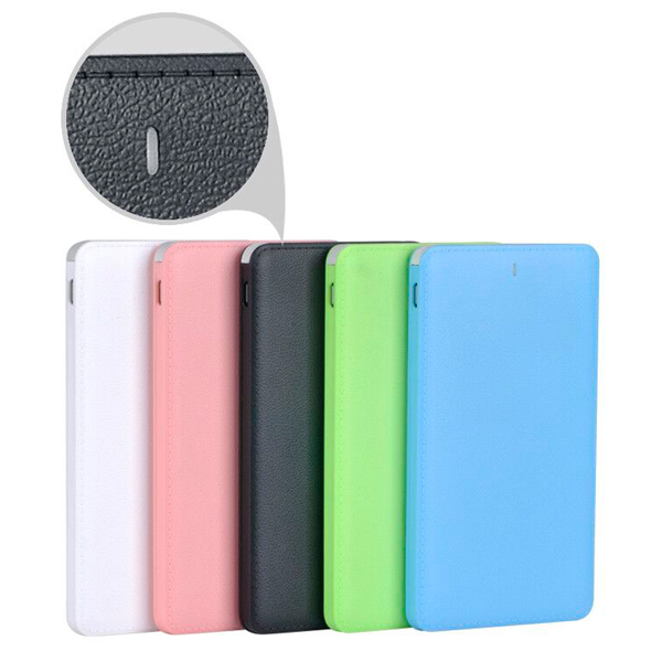 W0409 which 4000mAh Card Power Bank  Leather Surface 4 Colors built-in Android Cable
