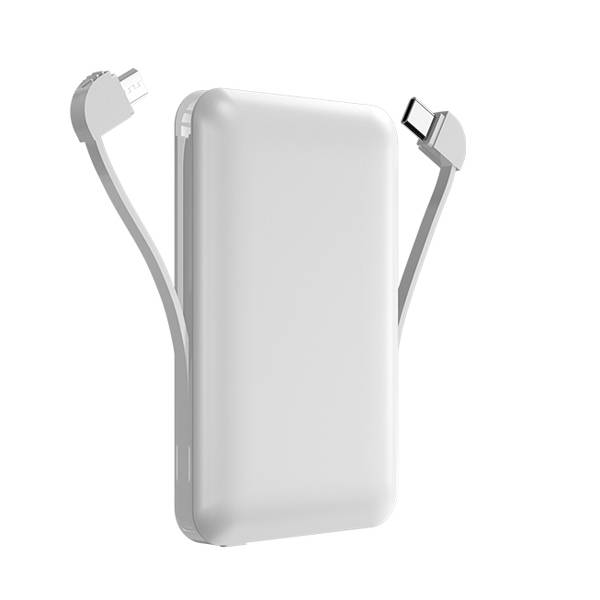 5000mAh Power Bank with built-in Dual cable, Lightning Cable and Android Cable