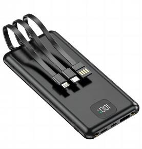 S1006 which 10000mAh Black Power Bank Built-in Fast Charging Cable with LED Light 