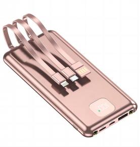 S1006 which 10000mAh Pink Power Bank Built-in Fast Charging Cable with LED Light 