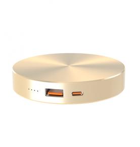 W060PD Golden 6000mAh Unique design& Circle shape power PD22.5W fast charge power bank