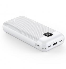 S2060 White 20000mAh large Capacity PD22.5W Fast Charge Mobile Power LED Display for portable charger 