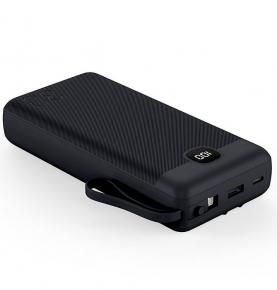 S3061 Black30000mAh Multi 4 in 1 Power bank which built-tin three cables PD22.5W fast charging mobile power