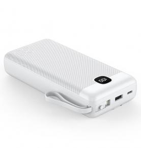 S3061 White 30000mAh Multi 4 in 1 Power bank which built-tin three cables PD22.5W fast charging mobile power 