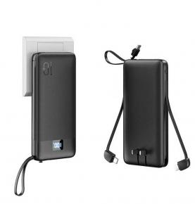 AC1005 Black AC Folding Plug 10000mah quick charge Power Bank built-in 3 cables with PD22.5W Wall Charger 